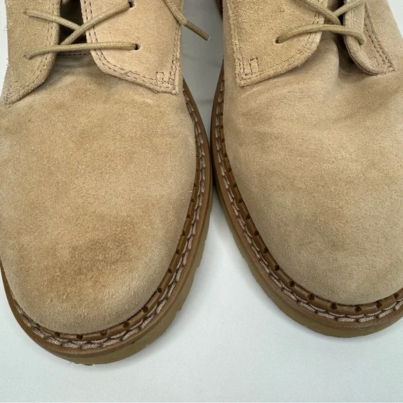 SAM EDELMAN Combat Boots Womens 7.5 Beige Tan Lex Sesame Suede Leather Side Zip - Picture 9 of 11